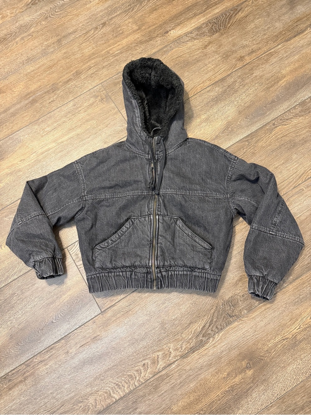 American Eagle Outfitters Black Hooded Sherpa-Lined Puffer Jacket